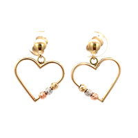 14kt Tri Color Heart Earrings 