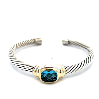 David Yurman .925 & 14kt Yellow Gold Noblesse Blue Topaz  