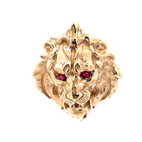 14kt Yellow Gold Ruby Lion Pendant 