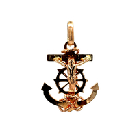 14kt Yellow Gold Crucifix Anchor Pendant