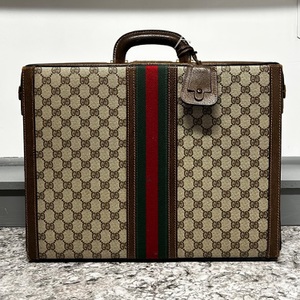 Gucci Monogram Web Stripe Vintage Hard Sided Briefcase Trunk