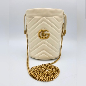 Gucci GG Marmont Matelassé Leather Mini Bucket Bag in White