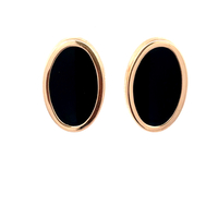 14kt Yellow Gold Onyx Oval Stud Earrings