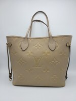 Louis Vuitton Neverfull MM Empreinte Leather Tote with Pouch in Beige