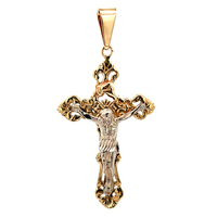 14kt Two Tone Crucifix Cross Pendant 