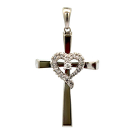 10kt White Gold .10ct tw Diamond Cross Pendant 