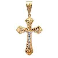 14kt Two Tone Crucifix Cross Pendant