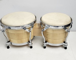 Natural Wood Bongos 6" & 7" Drums – Chrome Hardware –Student/Beginner