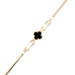 14kt Tri-Color 7" Onyx Clover Bracelet  