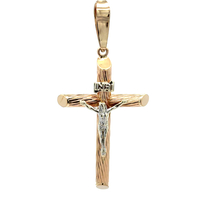 14kt Two Tone Crucifix Cross Pendant