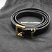 Saint Laurent Thin Leather Cassandre Logo Belt – Black/Gold