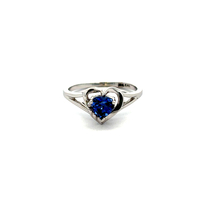 10kt White Gold Synthetic Sapphire Heart Ring