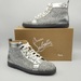 Christian Louboutin Leather Silver Crystal Sneakers Size 11.5M
