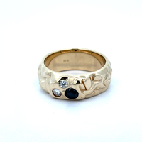 14kt Yellow Gold .15ct tw Diamond & Onyx Nugget Ring