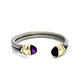 David Yurman .925 & 14kt YG Amethyst Renaissance Double Cable Cuff Bracelet