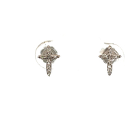 14kt White Gold Diamond Cross Stud Earrings