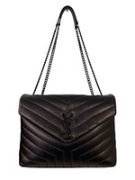 Saint Laurent YSL Loulou Chain Shoulder Bag Calfskin Leather Black