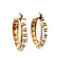 14kt Yellow Gold Pearl Hoop Earrings 