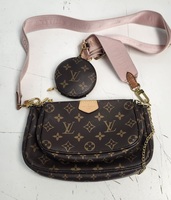 Louis Vuitton Multi Pochette Accessoires Monogram Set w/ Pink Strap & Coin Pouch