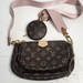 Louis Vuitton Multi Pochette Accessoires Monogram Set w/ Pink Strap & Coin Pouch