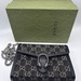 Gucci Jacquard Black Denim GG Monogram Mini Dionysus Chain Wallet Crossbody Bag