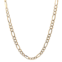 14kt Yellow Gold 24" 10.25mm Solid Diamond Cut Figaro Link Chain 