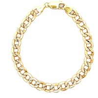 10kt Yellow Gold 8.5" 8mm Semi Hollow Diamond Cut Curb Link Bracelet