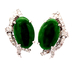 18kt White Gold .40ct tw Diamond & Green Jade Stud Earrings