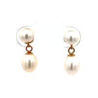 14kt Yellow Gold Pearl Dangling Earrings 