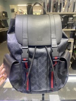 Gucci Soft GG Supreme Canvas Backpack 495563 Coated Leather Black