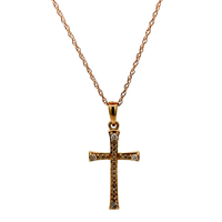 14kt Yellow Gold .10ct tw Diamond Cross Pendant With Chain 