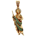 10kt Yellow Gold CZ & Green Stone Religious Pendant 