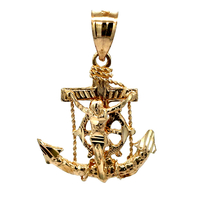 14kt Yellow Gold Crucifix Anchor Pendant