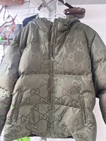 Gucci Jumbo GG Nylon Canvas Goose Down Jacket Green Mens Size 58