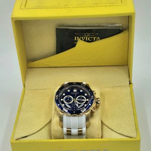 Invicta Pro Diver 20288 Men’s 48mm Chronograph Blue Dial White/Gold Strap