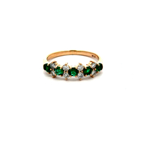 14kt Yellow Gold .35ct tw Diamond & Emerald Band Ring