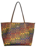 Coach City Tote in Rainbow Signature Canvas