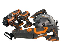 Ridgid 18V Cordless 5-Tool Combo Kit with 2 Batteries, Charger & Tool Bag 
