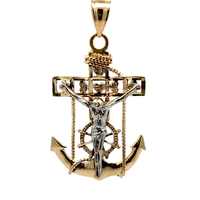 14kt Yellow Gold Anchor Crucifix