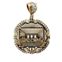 10kt Yellow Gold CZ Last Supper Circle Pendant