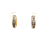 14kt Two Tone .50ct tw Diamond Huggie Hoop Earrings