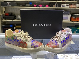 Coach Lowline Low Top Sneaker In Rainbow Signature Canvas Size 11.5  