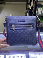 Gucci GG Supreme Black Leather Small Crossbody Messenger Bag