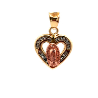 10kt Two Tone CZ Virgin De Guadalupe Heart Pendant