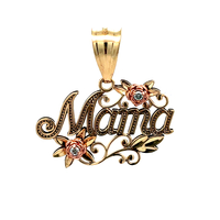 10kt Two Tone CZ "Mama" Pendant