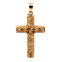10kt Yellow Gold Cross Diamond Cut Pendant