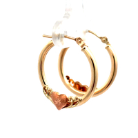 10kt Two Tone Heart Hoop Earrings