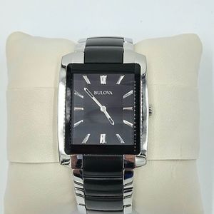 Bulova 98A117 Classic Two-Tone Stainless Steel Watch – Black Dial