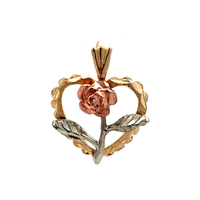 14kt Tri-Color Rose Heart Pendant