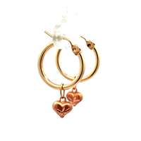 14kt Two Tone Hoop Heart Earrings
